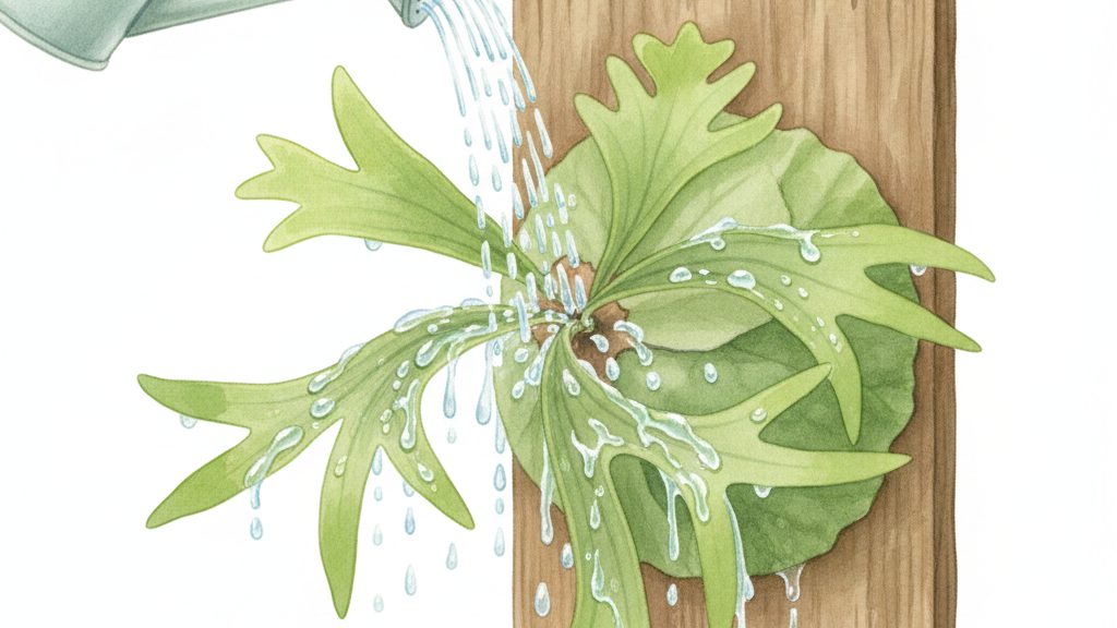 板付けビカクシダへの水やり